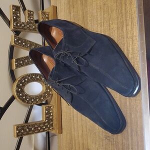 Fratelli Men's Blue Suede Dress Shoes Sz 45 / US 12 Stylish Quiet Luxury Oxfords